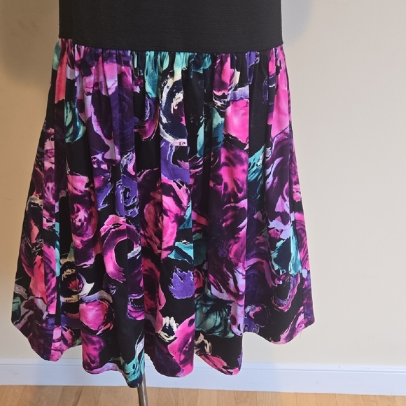 Floral Mini Dress - Purple and Turquoise - Picture 3 of 8